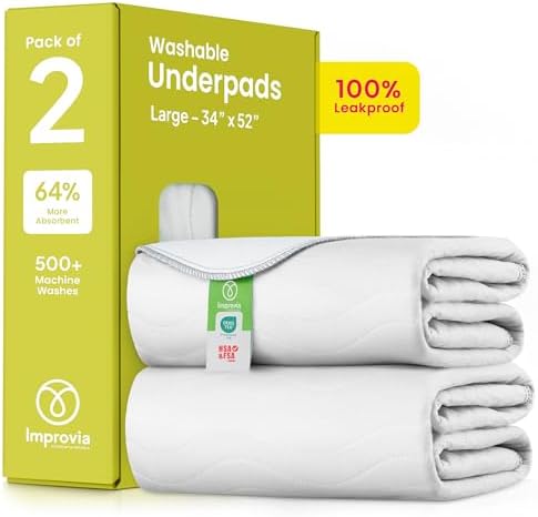 IMPROVIA® Washable Underpads, Heavy Absorbency Reusable Incontinence Pads by IMPROVIA