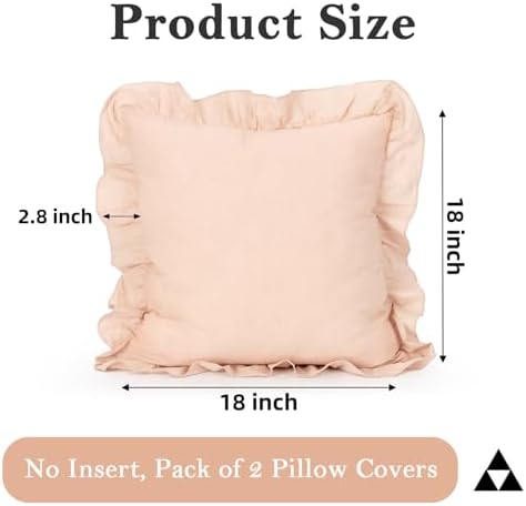 JoraLion Ruffled Throw Pillow Cover 18x18 Solid Blush Pink - Image 6
