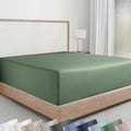 Soft Natural 100% Cotton Sateen Twin Fitted Sheet, Pine Green by CaliforniaDesignDen