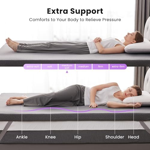 SINWEEK 3 Inch Gel Memory Foam Mattress Topper Twin Size, Pad - Image 2