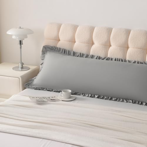Ruffled Body Pillow Shams, 1 Pack, 20x54 Inches, Smoke Grey by Aerlomi