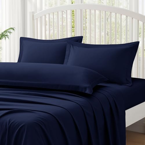 Homiest Navy Blue Pillow Shams King Size Set of 2, 2-Inch Flange - Image 3