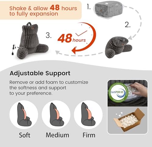 Amélie Home Heated Faux Fur Reading Pillow 3 Temperature Backrest - Image 3