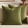 MIULEEVelvet Soft Euro Throw Pillow Covers 24x24 Inch Light Olive Green by MIULEE