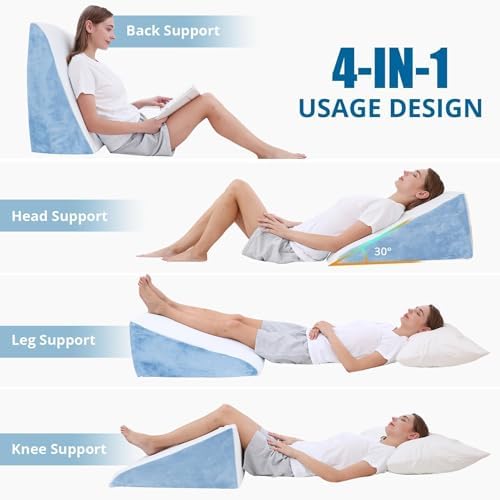 Sasttie Wedge Pillow, 12 Inch Memory Foam Bed Wedge Pillow - Image 3