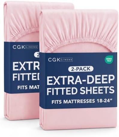 CGK Linens 2 Pack Extra Deep Queen Fitted Sheets by CGKUnlimited