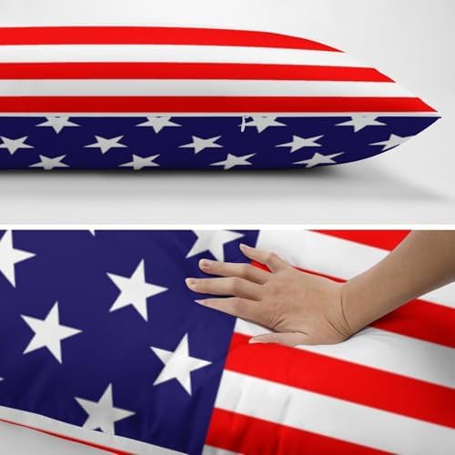 USA Flag Design Body Pillow Pillowcase Red and Blue Stars and Stripes Long Body - Image 4