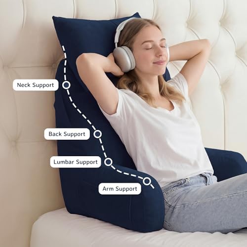 Reading Pillow for Bed, Back Pillow for Bed Sitting Up, Lumbar Support Pillow - Image 5