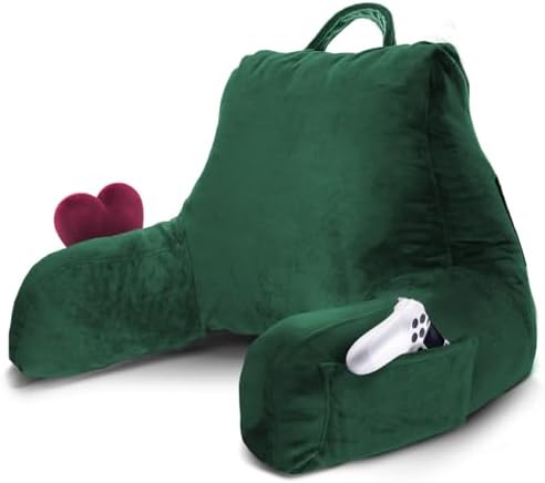 Nestl Reading Pillow for Bed, Back Pillow for Sitting Up in Bed, Dark Green by Nestl