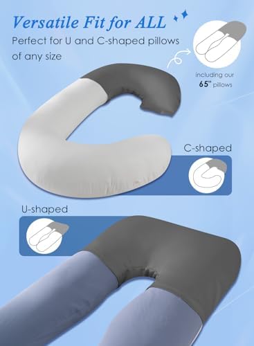 QUEEN ROSE Pregnancy Pillow Cover, Satin Cooling Pillowcase, Dark Grey - Image 2
