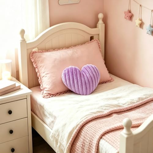 Lavender Heart Pillow 12.9" Cute Soft Small Decorative Throw Pillows - Image 3