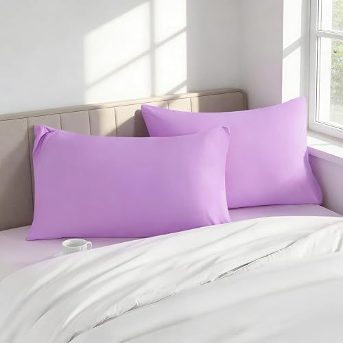 Queen Pillow Cases, 2 Pack, 20x30 in, Microfiber, Light Purple - Image 2