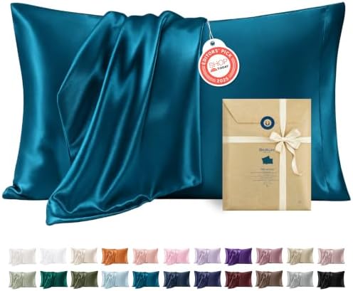 Bedsure Satin Pillowcases Queen Set of 2, Similar to Silk Pillow Cases Teal by BEDSURE