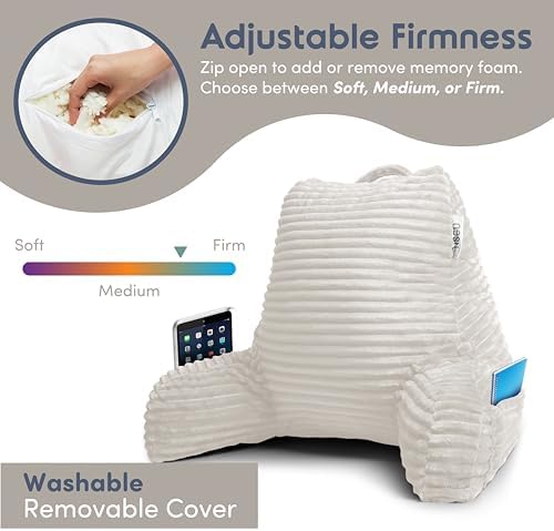 Nestl Reading Pillow with Shredded Memory Foam, Luxe Cut Plush Back Pillow - Image 3