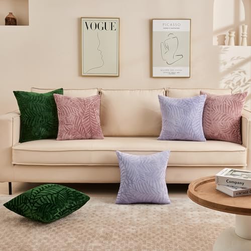 SOCHOW Decorative Throw Pillow Covers 18x18 Inches Set of 2, Soft Leaves - Image 7