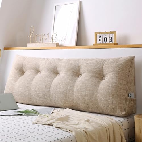 Headboard Wedge Pillow for Single/Twin/Queen/King Bed, Large Cotton Linen by Unknown