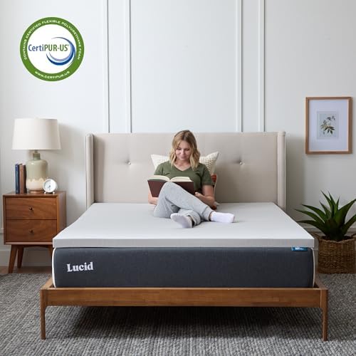 Lucid 3 Inch Bamboo Charcoal Infused Memory Foam Mattress Topper - Image 4