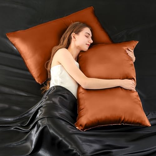 INFIIXSO Silk Pillow Cases 2 Pack, Hidden Zipper, Brunt Orange - Image 6
