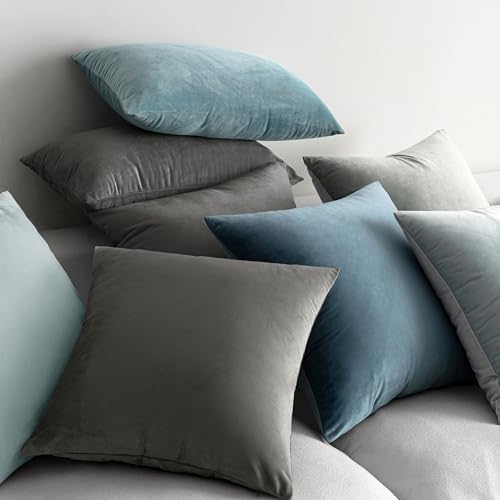 MIULEE Velvet Throw Pillow Covers 18x18 Inch Pack of 2 Medium Gray - Image 4