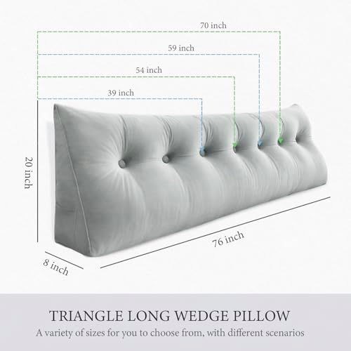 Headboard Pillow Full for Dorm Bedrest Reading Pillow in Bed F-Gray - Image 4