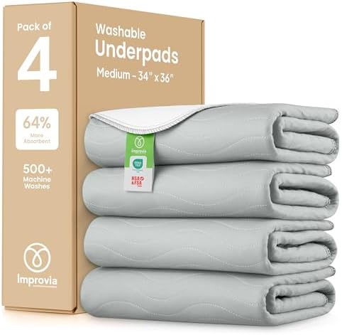 MPROVIA® Washable Underpads, Heavy Absorbency Reusable Incontinence Pads by IMPROVIA