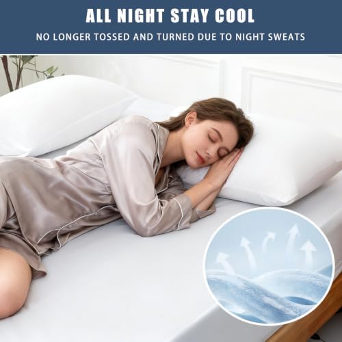 TELUS Cooling Pillowcases for Hot Sleepers Queen Size 2-Pack, Silky Soft - Image 4