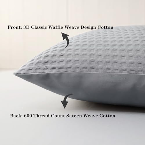 100% Cotton Waffle Weave Throw Pillow Covers Set of 2 - Image 4