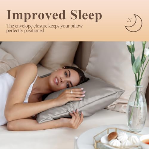 Silk Like Satin Pillowcase King Size, Dark Grey, 2 Pack, 20x36 Inches - Image 5
