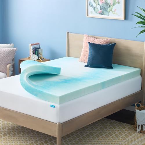 Linenspa 4 Inch Swirl Gel Memory Foam Mattress Topper, Queen Size – Cooling Gel by Linenspa