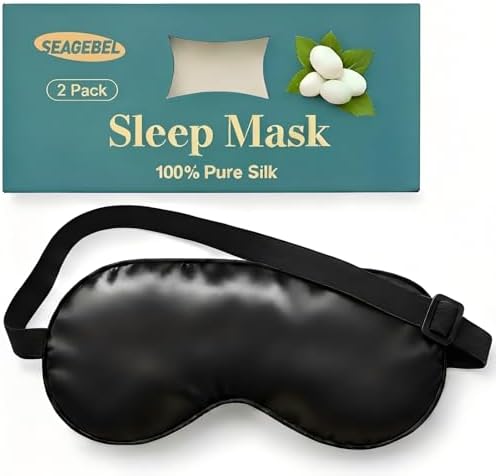 2 Pack Sleep Mask 100% Pure Mulberry Silk Eye Masks by SEAGEBEL