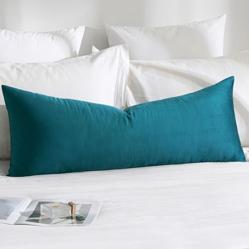 MIULEE 14x36 Inch Lumbar Long Velvet Throw Pillow Cover Set of 1 Teal by MIULEE