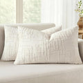 MIULEE Chenille Textured Lumbar Throw Pillow Covers Cream White 12x20 by MIULEE
