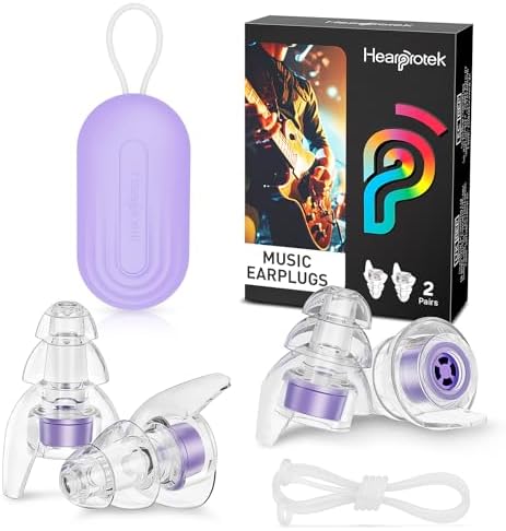 Hearprotek Concert Ear Plugs, 2Pairs Reusable high Fidelity Musician Ear Plugs by Hearprotek