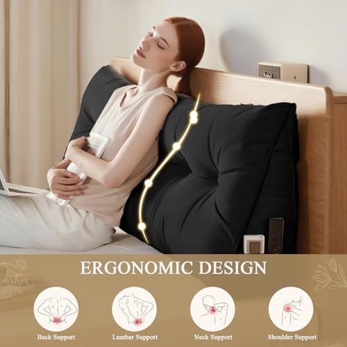 DANGHOOGY Headboard Pillow Queen, Large Triangular Wedge Headboard Pillow - Image 2