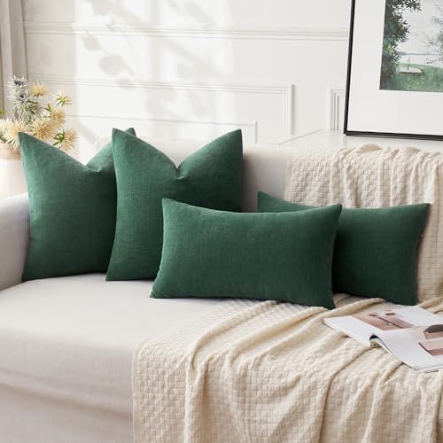 MIULEE Dark Green Chenille Couch Throw Pillow Covers - Image 5