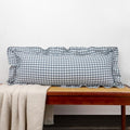 JoraLion Ruffled Lumbar Pillow Cover 14x36 Gingham Smoke Blue by JoraLion