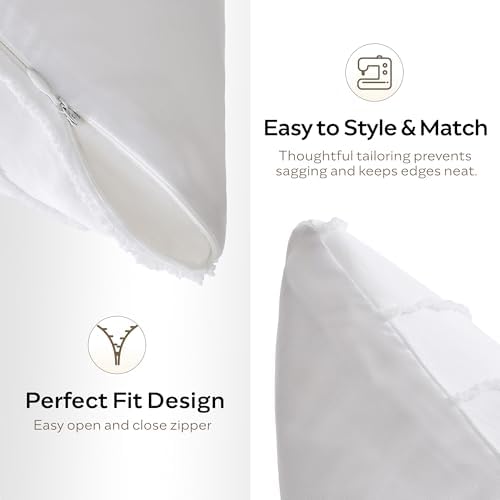 JELLYMONI White Striped Tufted Pillowcases 18"x 18" - Image 3