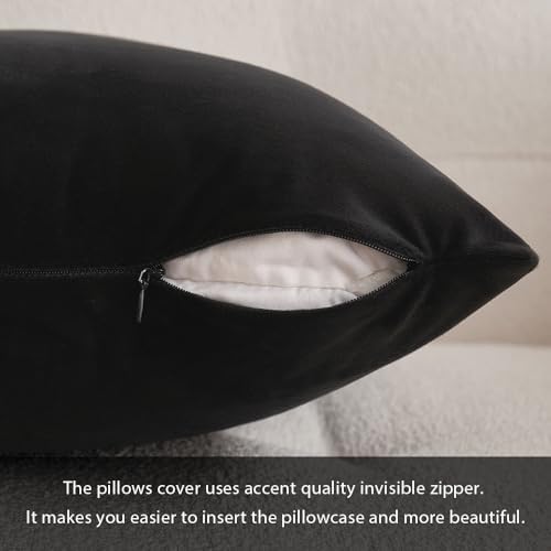 MIULEE 26x26 Inch Euro Velvet Throw Pillow Cover Set of 1 Black - Image 3