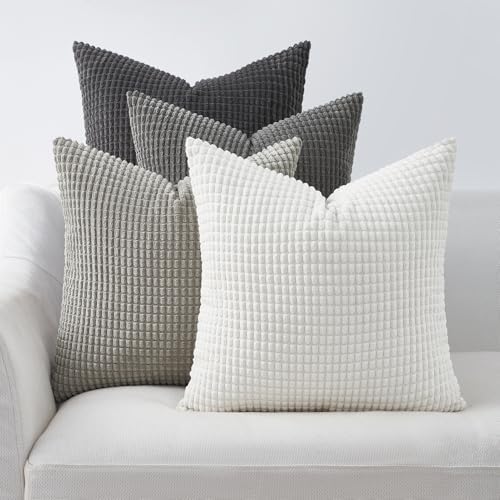 Topfinel 4 Packs Grey Decorative Throw Pillow Covers 24x24 Inch by Topfinel