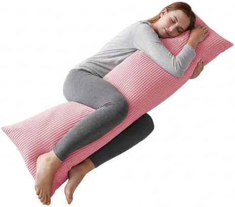 Soft Plush 20x54 Body Pillow Case, Textured Stripe Body Pillow Cover - Image 2