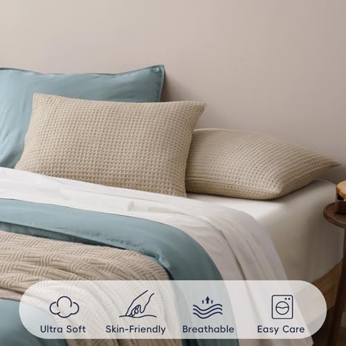 PHF Ultra Soft Waffle Pillow Shams Queen Size 20"x30", No Insert - Image 3