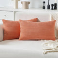 MIULEE Lumbar Corduroy Throw Pillow Covers Set of 2 12x20 Coral Red by MIULEE