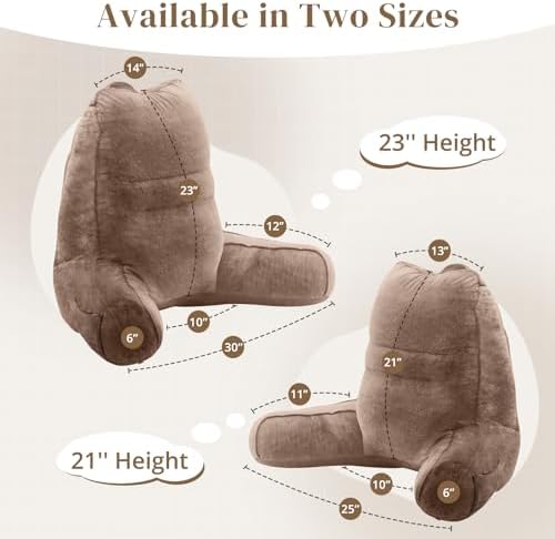 Sasttie Reading Pillow for Bed, Back Pillow for Sitting Up, Light Brown - Image 2