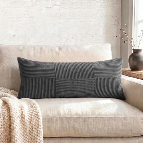Fancy Homi Set of 2 Dark Gray Boho Long Lumbar Body Decorative Throw Pillow - Image 5