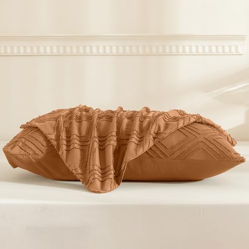 JELLYMONI Rust Grid Tufted Pillowcases Standard Size - Image 6