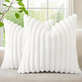 decorUhome Fall Faux Fur Throw Pillow Covers 26x26 Set of 2 White by decorUhome