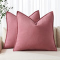 MIULEE Decorative Linen Pillow Covers 18x18 Inch Cranberry Red by MIULEE