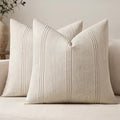 MIULEE Decorative Striped Throw Pillow Covers 20x20 Inch Beige 2 Pack by MIULEE