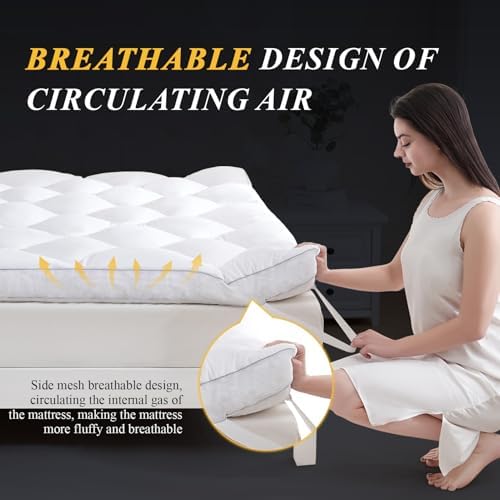 DOWNCOOL 3 Inch Full Mattress Topper, Ultra Thick and Fluffy Supportive Memory - Image 2