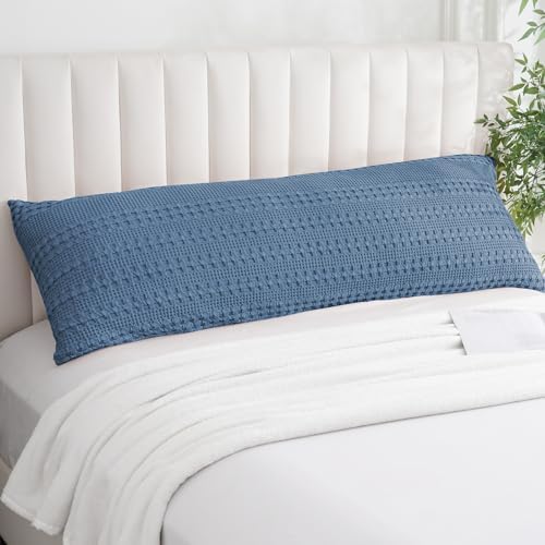 PHF Cotton Waffle Body Pillowcase 20" x 54", Denim Blue, No Insert by PHF